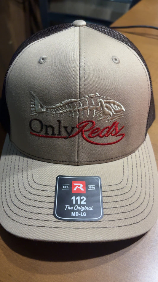 Light Brown & Black Front Full Logo Embordered OnlyReds Richardson 112 Snap Backs